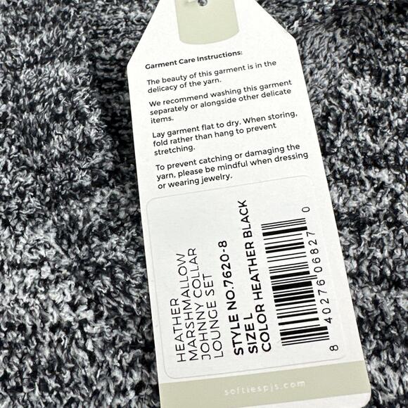 Softies Women's Heather Black Marshmallow Johnny Collar Lounge Set Size L - Picture 3 of 13